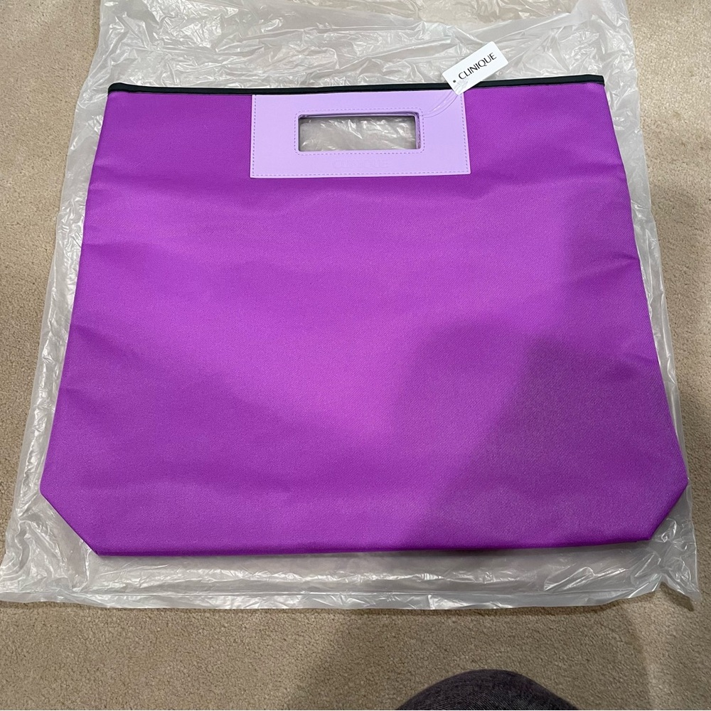 Clinique Large Carry Tote Purple Flat with Handles